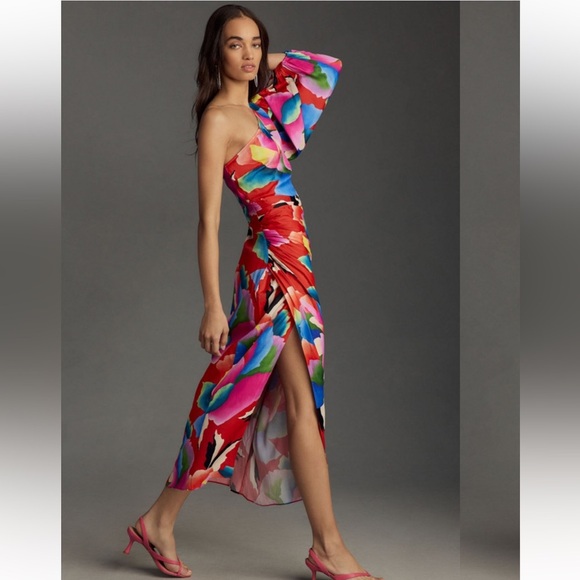 Farm Rio One-Shoulder Slim Floral Midi Dress - Picture 8 of 8